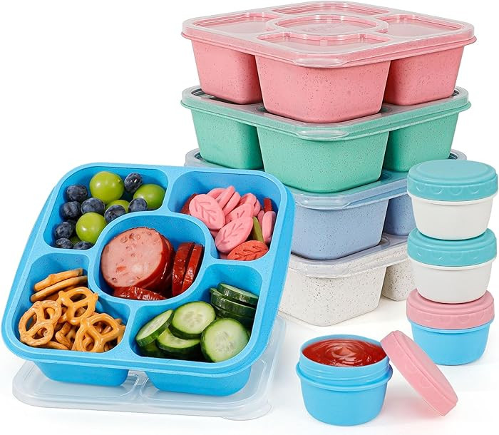 FANCILLA Snack Containers for Kids Adult 5 Pack, 5 Compartments Lunchable Container with 4 Sauce ... | Amazon (US)