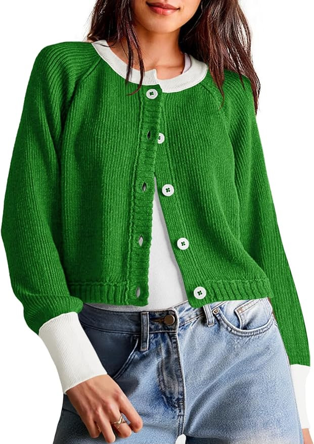 Saodimallsu Womens Cropped Cardigan Sweaters Button Down Open Front Long Sleeve Fall Trendy Color... | Amazon (US)