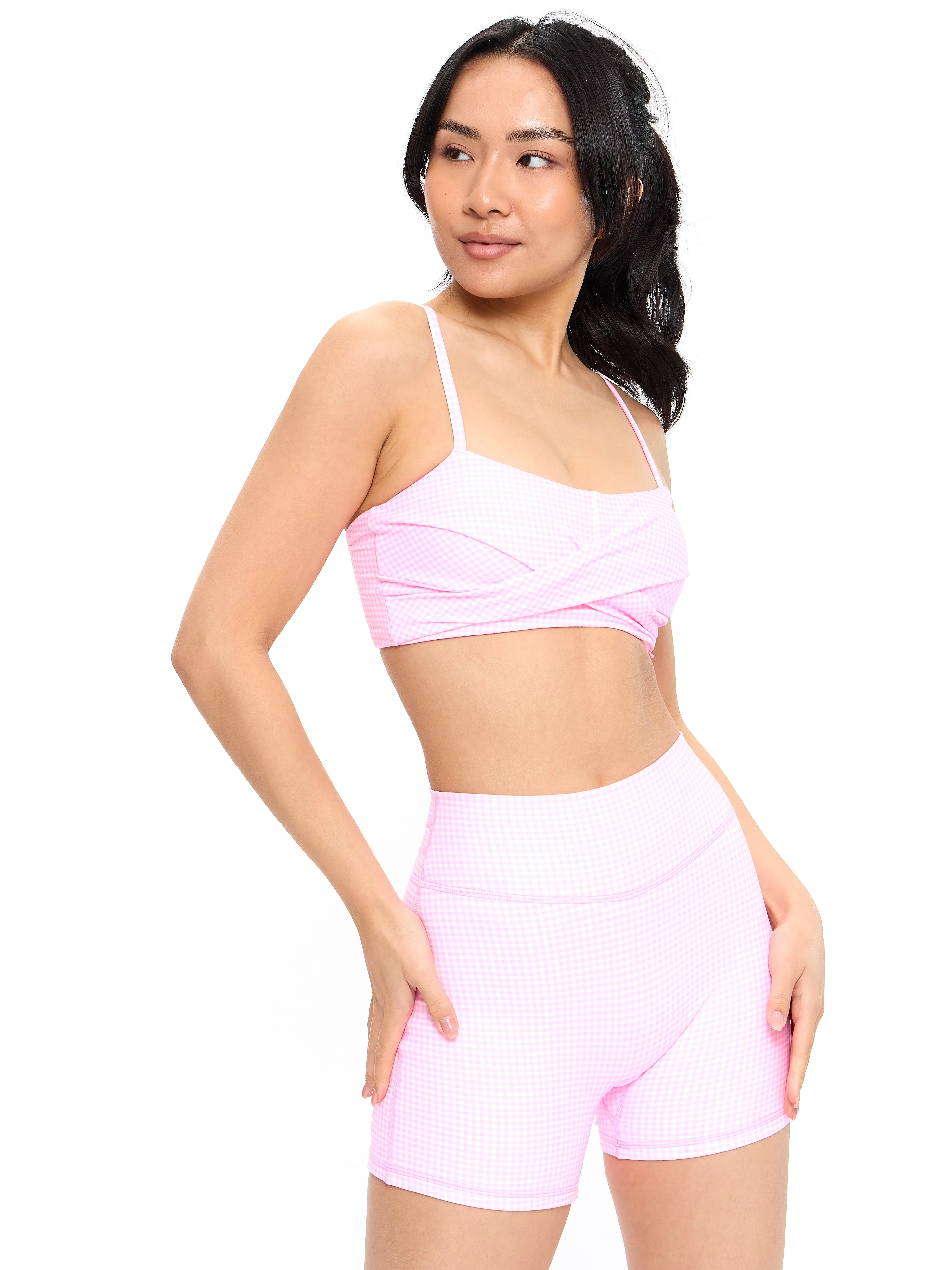 Ivy Wrap Sports Bra - Pink Gingham XXXL | Buffbunny