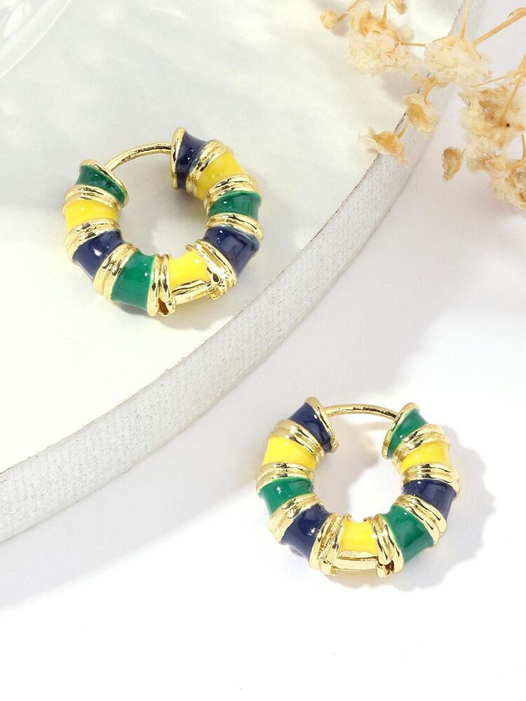 2pcs/set Copper Earrings In Br Color Scheme | SHEIN