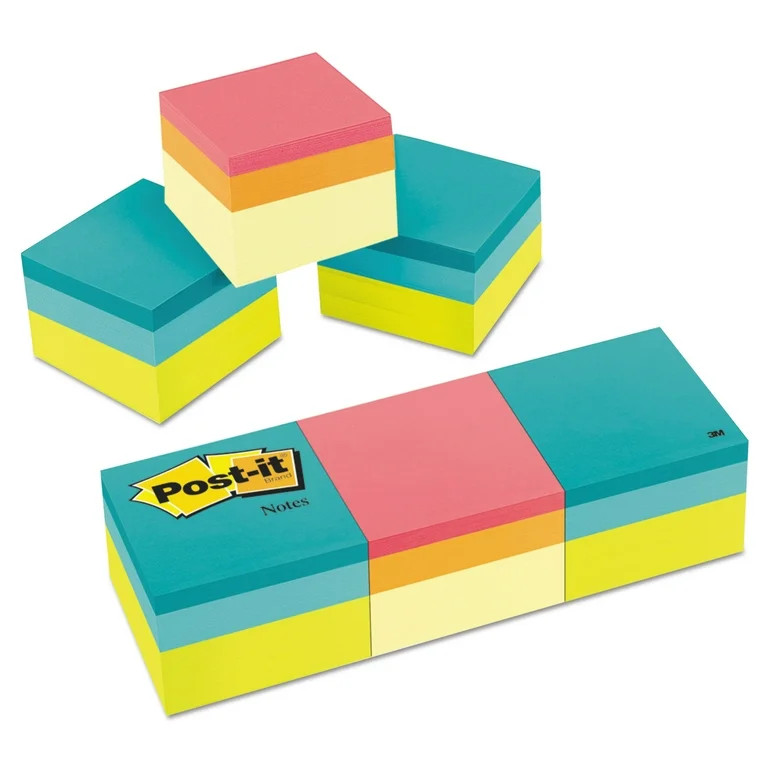 Post-it® Notes Cube, 1 7/8 in. x 1 7/8 in., Assorted Bright Colors, 400 Sheets/Cube, 3 Cubes/Pac... | Walmart (US)