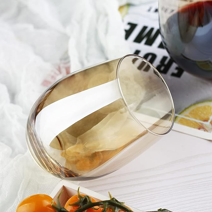 Amazon.com | LUXU Amber Stemless Wine Glass(Set of 4)-20 Ounces,Colored Water Juice Drinking Glas... | Amazon (US)