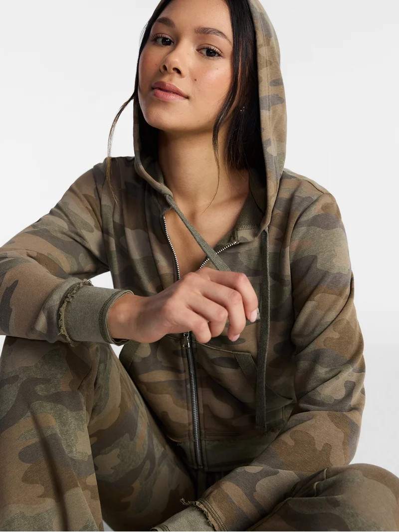 No Boundaries French Terry Zip-Up Hoodie Jacket, Women's Sizes XXS-XXL | Walmart (US)