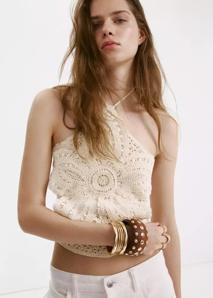 Crochet floral top | MANGO (UK)