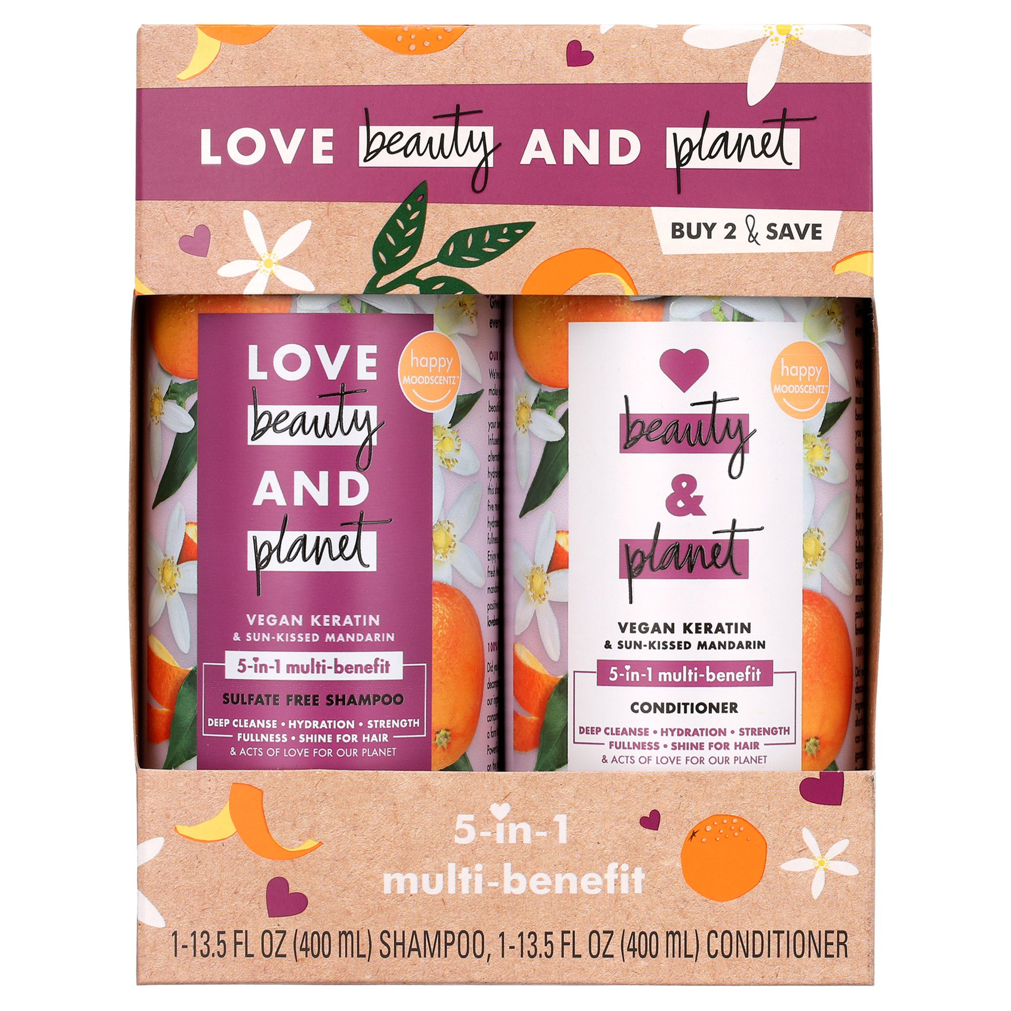 Love Beauty and Planet 5-in-1 Shampoo & Conditioner Volumize & Shine Vegan Keratin & Sun-Kissed M... | Walmart (US)