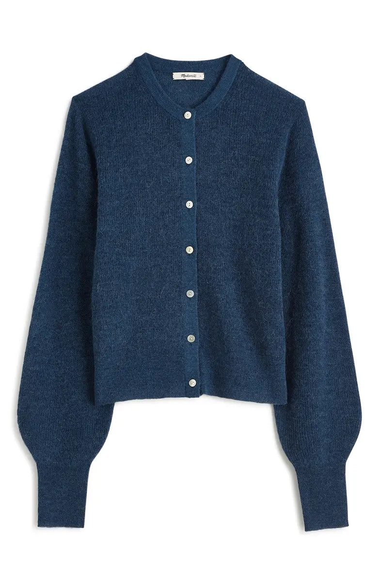 Madewell Ribbed Alpaca Blend Crewneck Cardigan | Nordstrom | Nordstrom