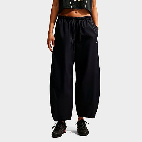 Nike Women's Sportswear Mid-Rise Loose Barrel Pants in Black/Sail Size: Medium | Finish Line (US)