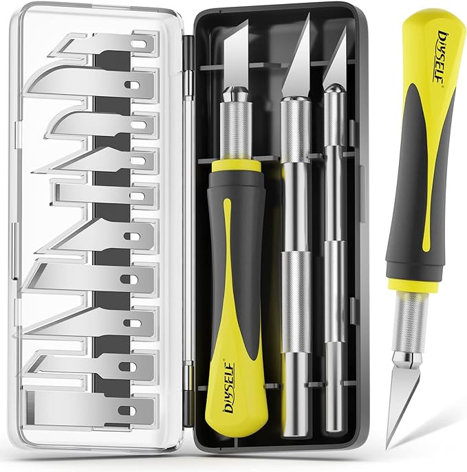 DIYSELF 16-Piece Craft Knife Set, Exacto Knife Set for Crafting, Wood Carving Tools, Valentines D... | Amazon (US)