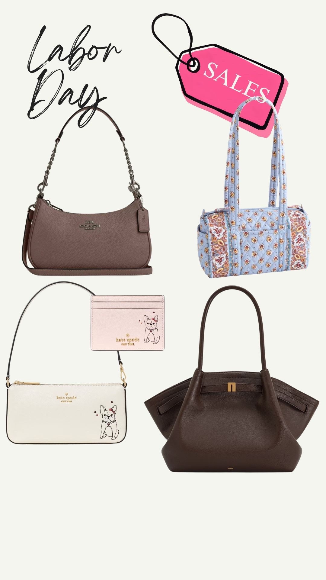 Labor Day sales in shopping 😍
The Coach outlet has this cool toned brown Teri and station tote on sale! I definitely ordered this new Kate spade frenchie Gemini bag and wallet! Kate spade outlet is offering up to 70% off + and extra 20% off select styles and $25 off orders that are $150+
I also ordered some stuff from Vera Bradley who is offering 30% off pretty much everything and 50% off clearance
JW Pei is offering 20% off select styles with code 26AS20*
And Steve Madden is offering 30% off select styles with code WEEKEND

What Labor Day sales are you shopping?!