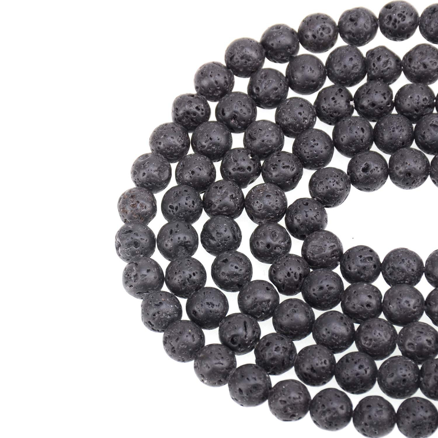 LPBeads 100PCS 8mm Natural Black Lava Beads Gemstone Round Loose Beads for Jewelry Making with Cr... | Amazon (US)