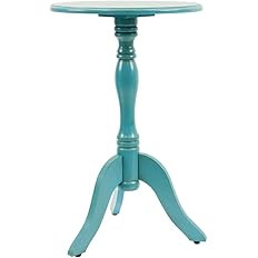 Decor Therapy Simplify Round Pedestal Accent Side Table, 24" x 15" x 15", Turquoise | Amazon (US)