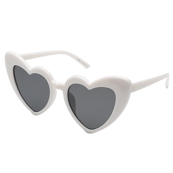 Cramilo Women Heart Shaped Sunglasses Fashion Cute Cat Eye Mod Style Retro Glasses | Amazon (US)