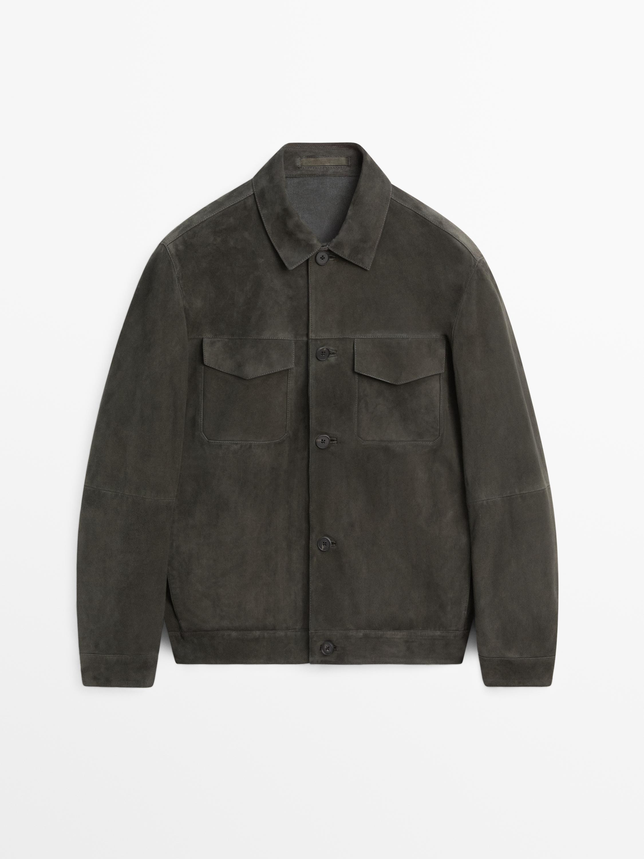 Suede leather jacket with pockets | Massimo Dutti US