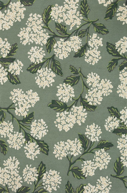 Click for more info about Rifle Paper Co. x Loloi Floral Handmade Looped Wool Area Rug in Hydrangea Sage