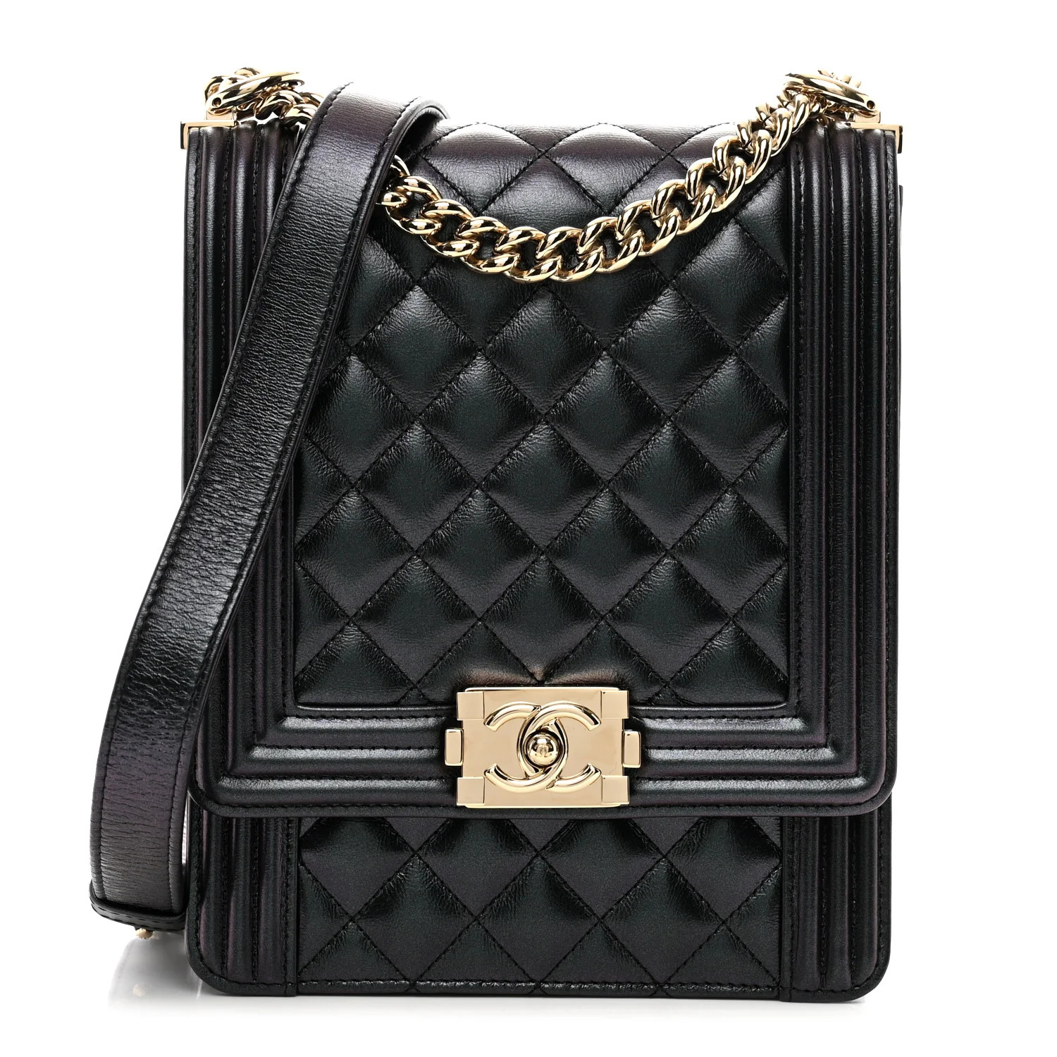 CHANEL Calfskin Quilted North South Boy Flap Black | FASHIONPHILE | FASHIONPHILE (US)