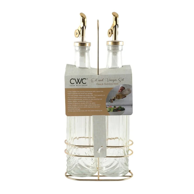 Cook with Color Oil and Vinegar Glass bottle with caddy | Walmart (US)