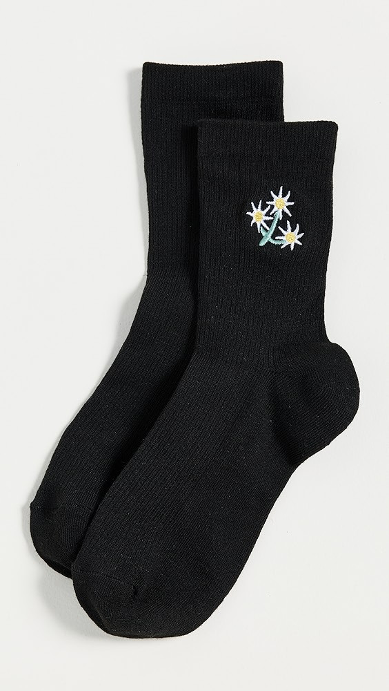 Stems Triple Daisy Embroidered Crew Socks | Shopbop | Shopbop
