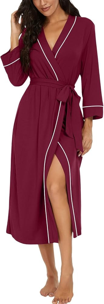 PrinStory Womens Robe Long Kint Bathrobe Lightweight Soft Robes Ladies Bath Robe | Amazon (US)