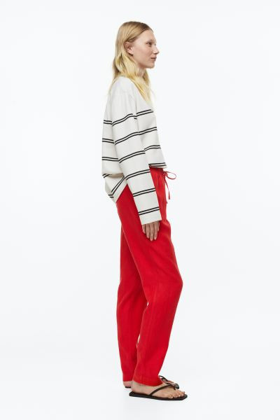 Linen Joggers - Red - Ladies | H&M US | H&M (US + CA)