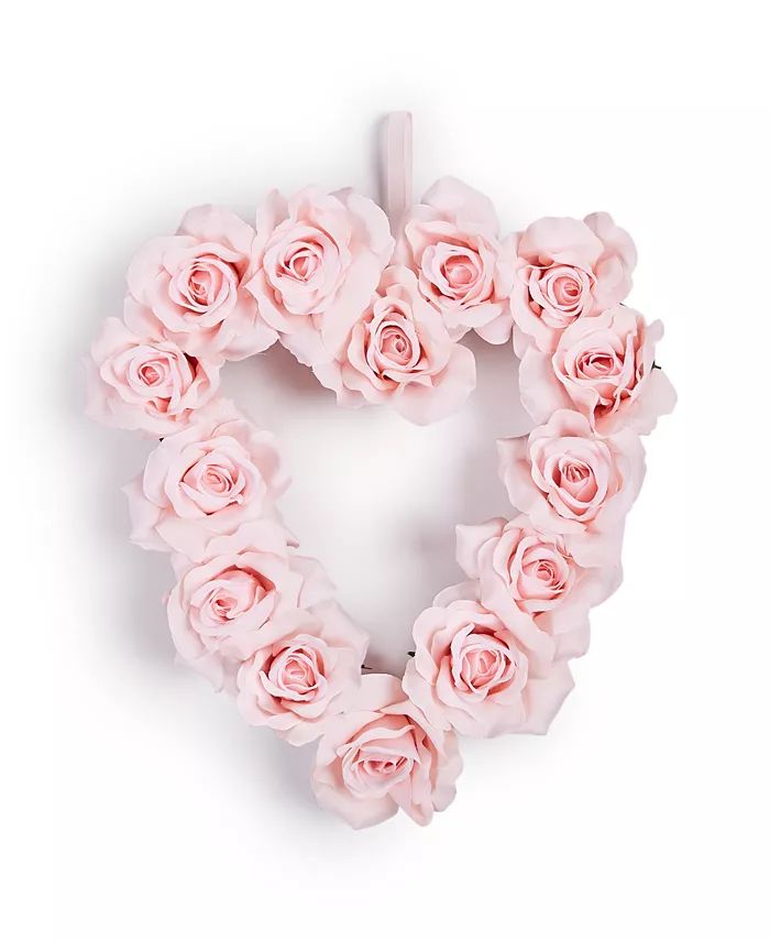 Valentine's Day Artificial Pink Roses Heart Wreath, Created for Macy's | Macys (US)