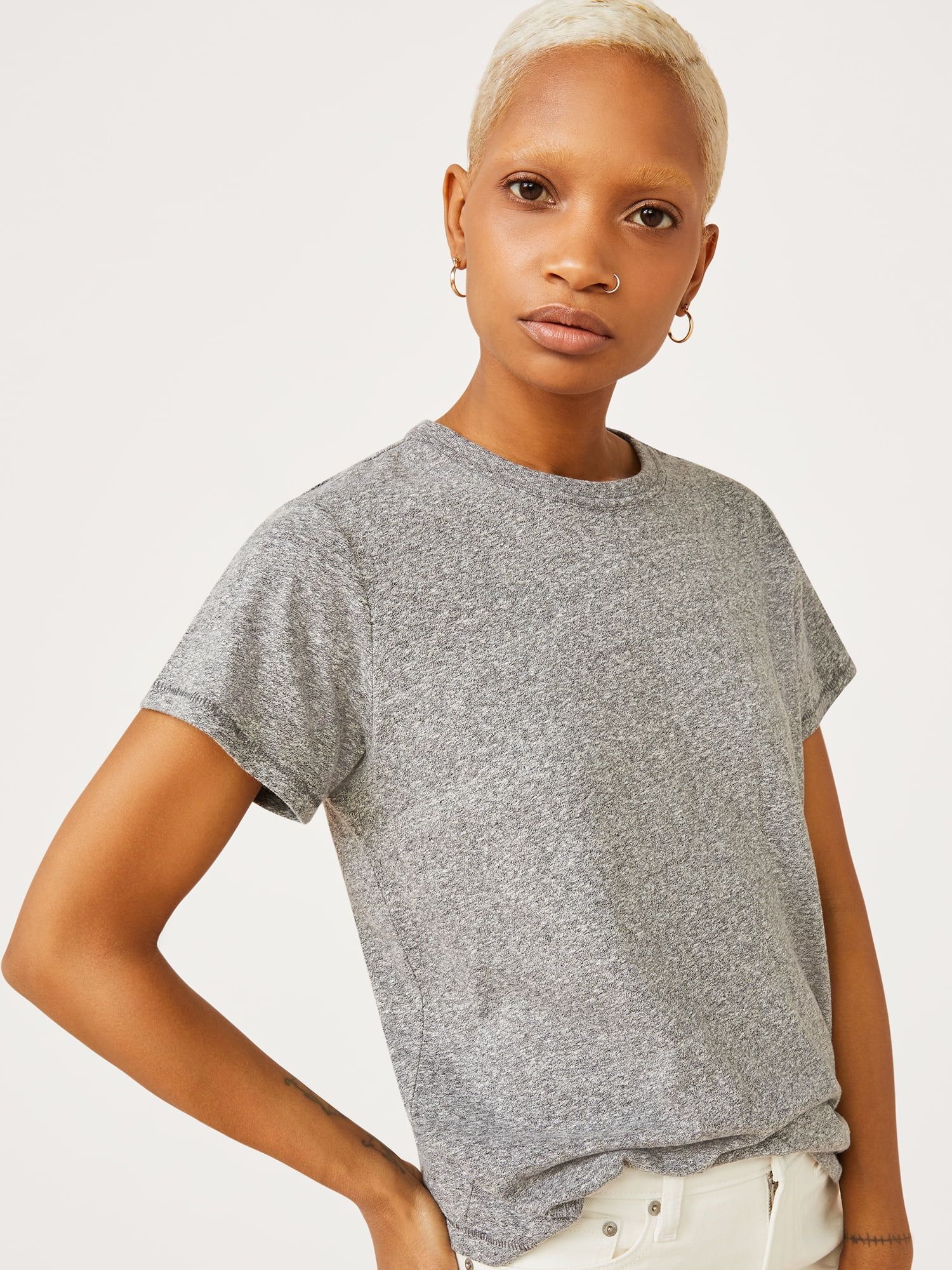 Free Assembly Women's Short Sleeve Tri-Blend Ringer Tee | Walmart (US)