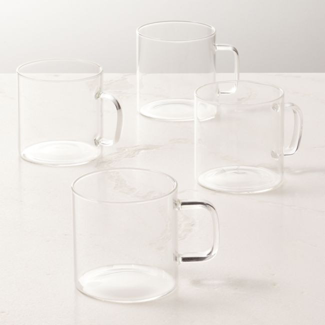 Cantina Clear Glass Coffee Mugs 10oz Set of 4 | CB2