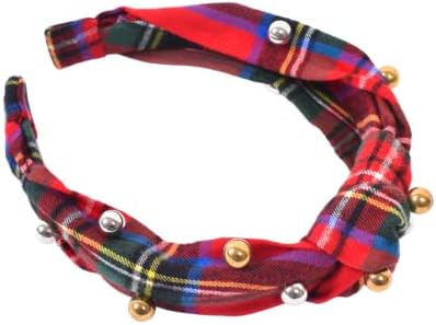 Christmas Knotted Headband for Women & Girls | Tartan Plaid with Metallic Pearls (Cinnamon Spice) | Amazon (US)