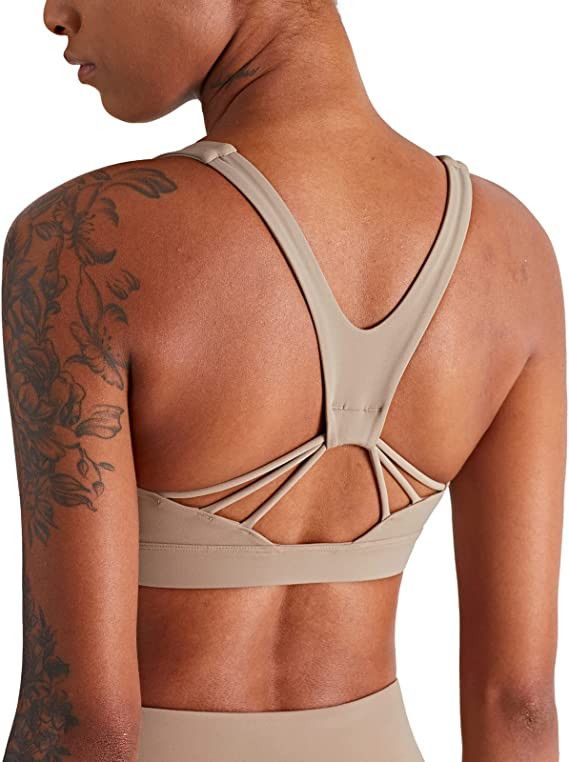 icyzone Padded Strappy Sports Bra Yoga Tops Activewear Workout Clothes for Women | Amazon (US)
