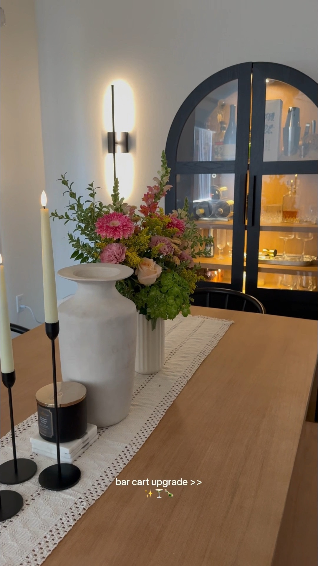 Upgraded my bar cart to this arched cabinet from Better Homes & Gardens at Walmart (under $400!) and added sensor lights inside for the perfect touch ✨

#LTKFamily #LTKHome #LTKStyleTip