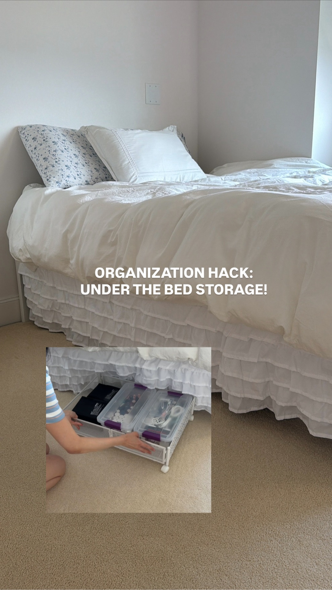 #ad Proof that getting organized doesn’t have to be complicated! Under the bed storage is a game changer. There’s so much extra room under your bed, and you can hide it with a bed skirt! @Wayfair 

#Wayfair #WayfairPartner #organization #home #homedecor #closet #closetorganization #bedroom #livingroom #cleaning

#LTKHome #LTKselfcare #LTKvlog