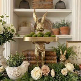 Standing Gold Bunny with Tray | Antique Farm House