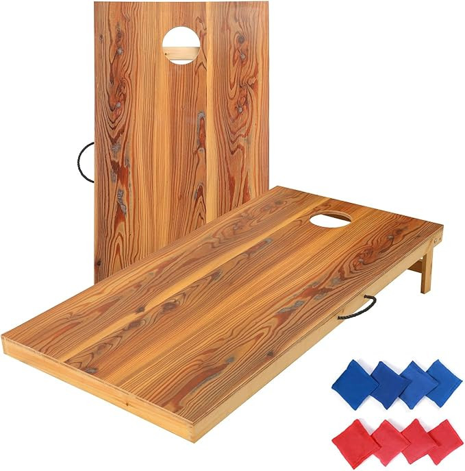 Solid Wood Premium Corn Hole Outdoor Game Set, 2 Regulation and Waterproof Cornhole Game Boards, ... | Amazon (US)