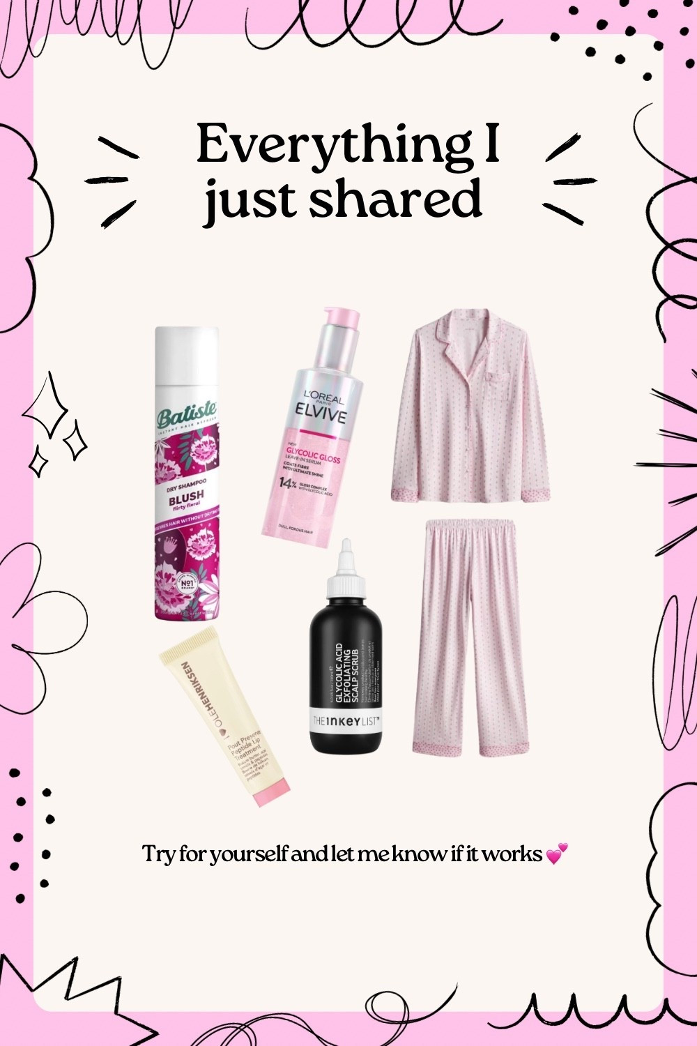 Try for yourself and let me know if it works. 

Glycolic scalp scrub and dry shampoo as soon as you’ve washed and dried your hair. It’s working for me girls. 

Also swapped my hair oil out for a serum and it’s much more lightweight. 

Wouldn’t be bedtime without my peptide and Primark PJs 💕

#LTKuk #LTKstyletip #LTKbeauty