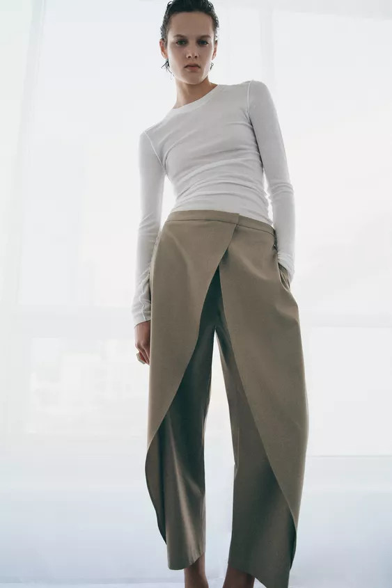 ZW COLLECTION FRONT WRAP PANTS | Zara US