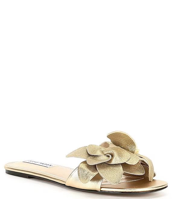 Melena Leather Flower Detail Slide Sandals | Dillard's