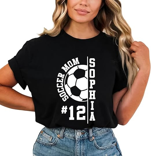 LASFOUR Personalized Soccer Mom Shirts for Women, Custom Soccer Mama T-Shirt, Soccer Mom Sweatshi... | Amazon (US)