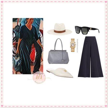 Meghan Markle airport style including ulla Johnson pants and Michon hat by Janessa Leone 
