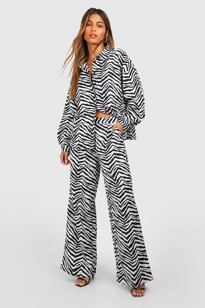Zebra Shirt & Trouser Co-ord | Boohoo.com (UK & IE)
