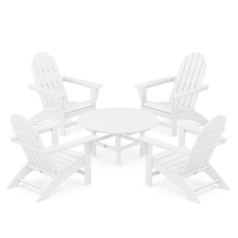 POLYWOOD Vineyard 5 Pc Recycled Plastic Adirondack Seating Set in White by - PWS703-1-WH | BBQ Guys