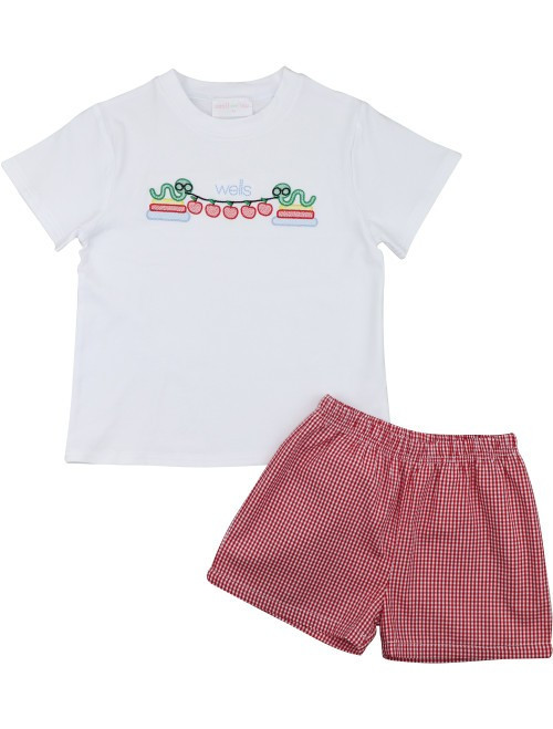 Red Gingham Bookworms Short Set | Cecil and Lou