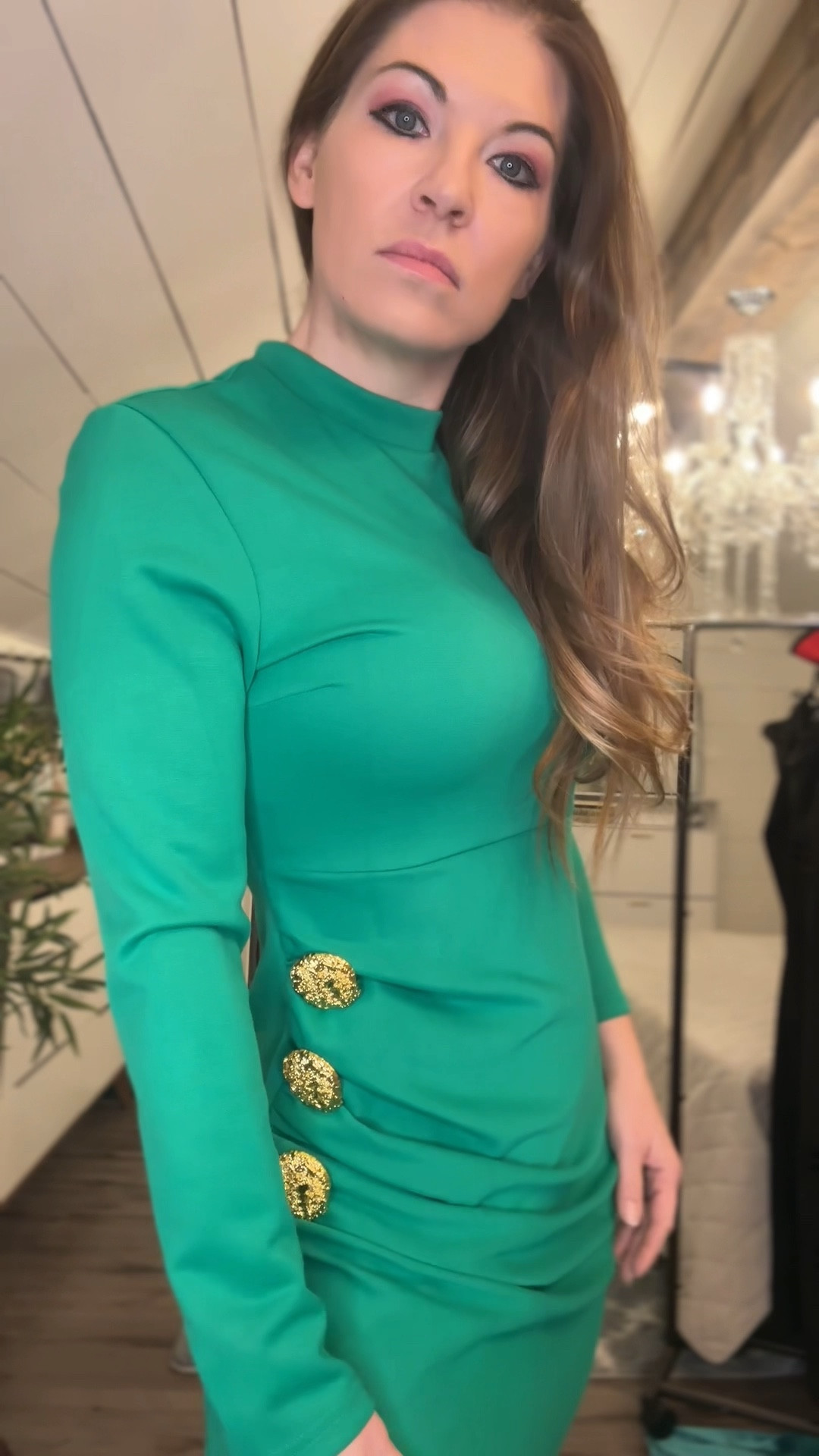 Introducing our Long Sleeve Elegant Stand Collar Dress – an embodiment of sophistication and style in a stunning bright green hue. The regular fit ensures both comfort and confidence, while the stand collar adds a touch of refined allure. Elevate your ensemble with three gold buttons, seamlessly merging glamour with classic charm. Step into a realm of elegance and make a bold statement with this timeless piece – a perfect fusion of fashion and grace. Embrace the allure of sophistication and let this dress be your signature style statement. Code carley18 to save !

#LTKwedding #LTKover40 #LTKVideo