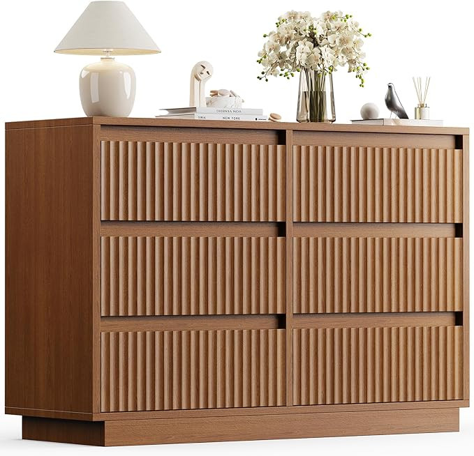 6 Drawer Dresser for Bedroom, Mid Century Modern Chest of Drawers, Deep Drawer with Sliding Track... | Amazon (US)