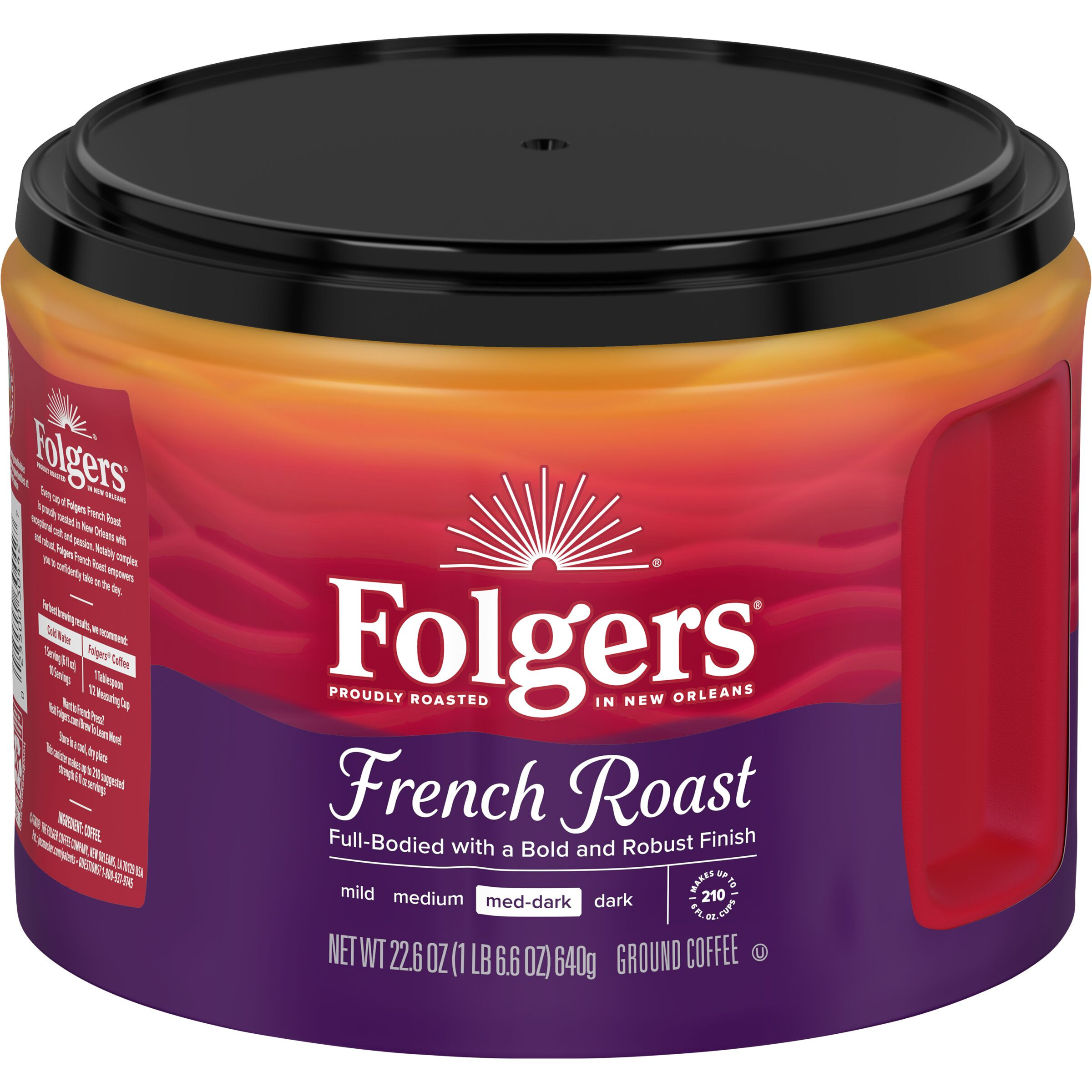 Folgers French Roast Ground Coffee, Medium-Dark Roast, 22.6 ounce Canister | Walmart (US)