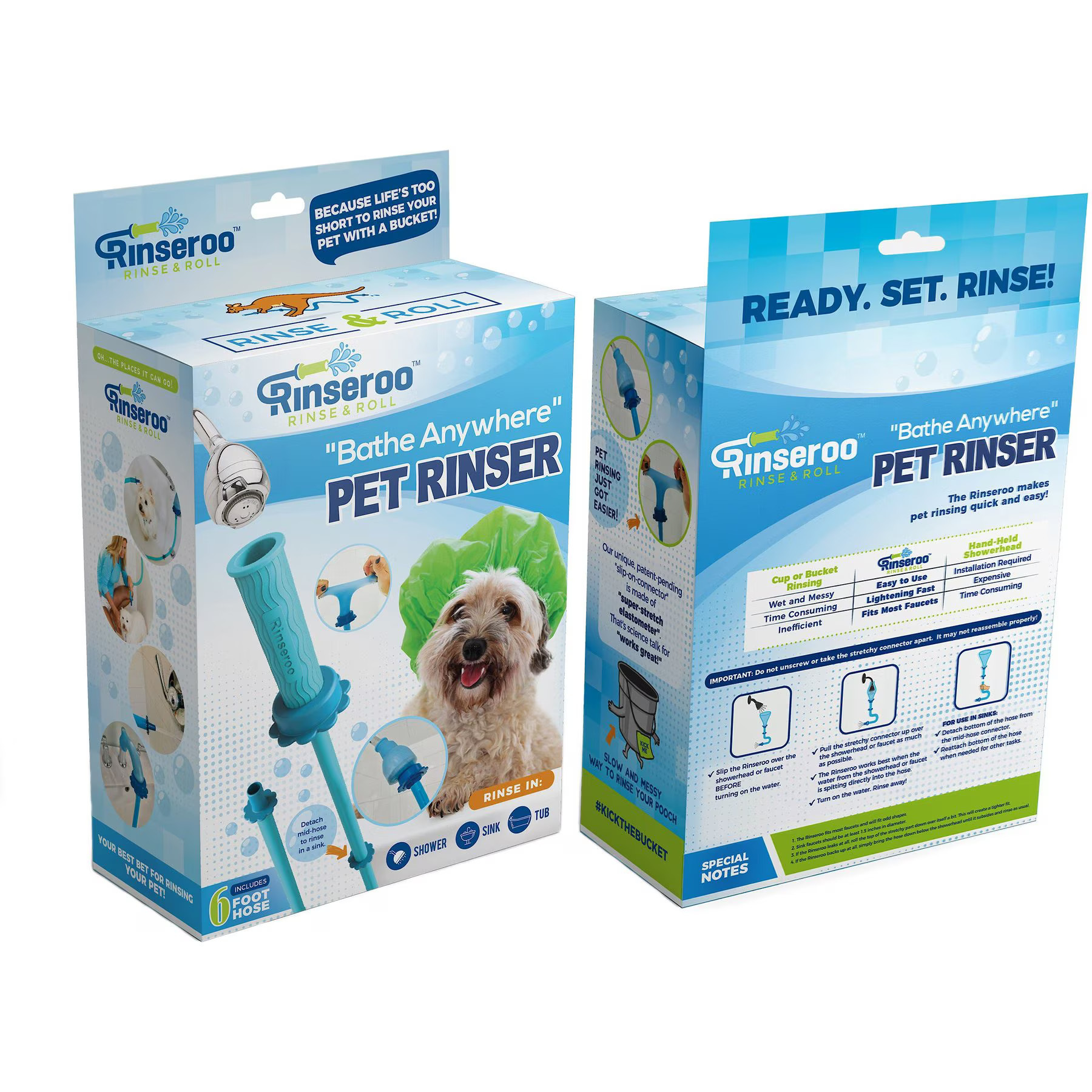 Rinseroo Bathe Anywhere Pet Rinser Hose Attachment, 6-ft, Blue | Chewy