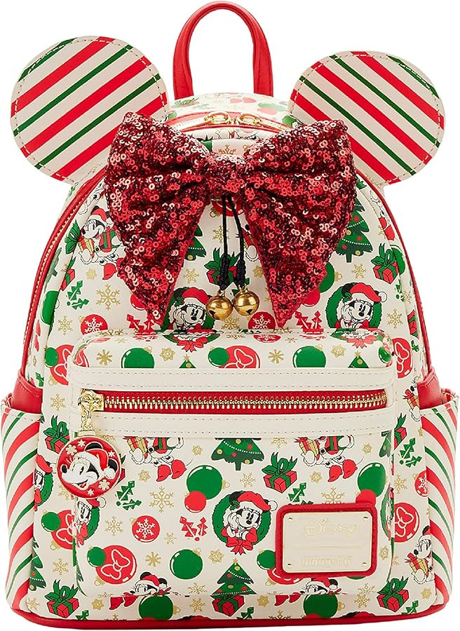 Loungefly Minnie Mouse Christmas Holiday Themed Womens Double Strap Shoulder Bag Purse | Amazon (US)