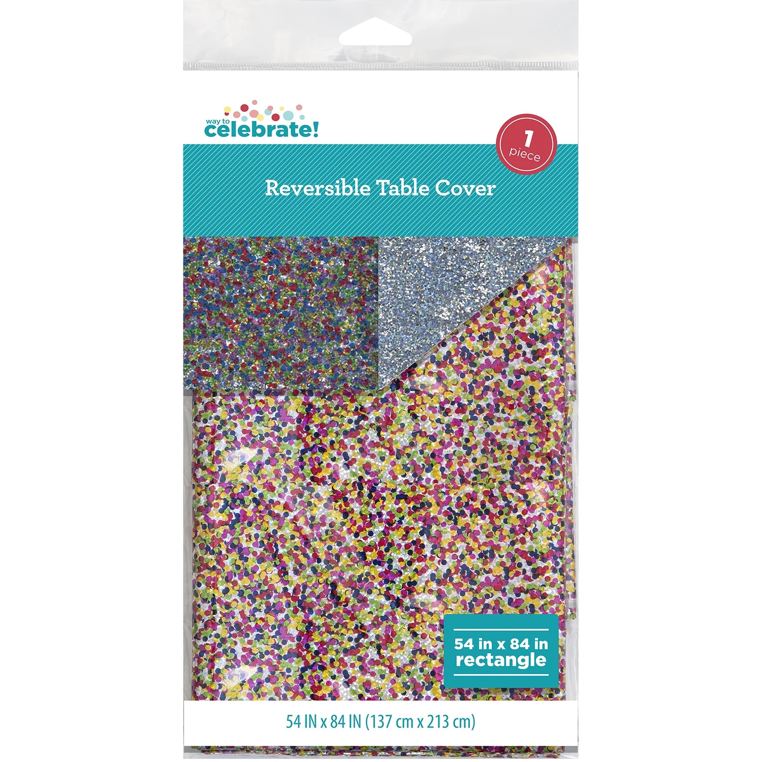 Rectangular 54" x 84" Multicolor Prismatic Dots Foil Table Cover, by Way To Celebrate | Walmart (US)
