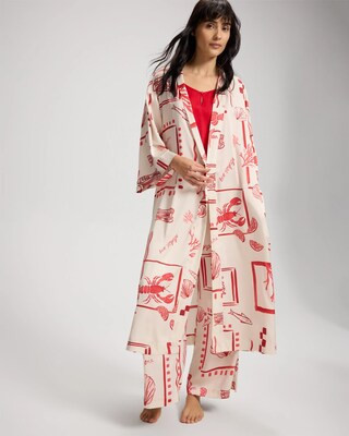 Women's Satin Long Robe in Red size Small/Medium | Soma | SOMA