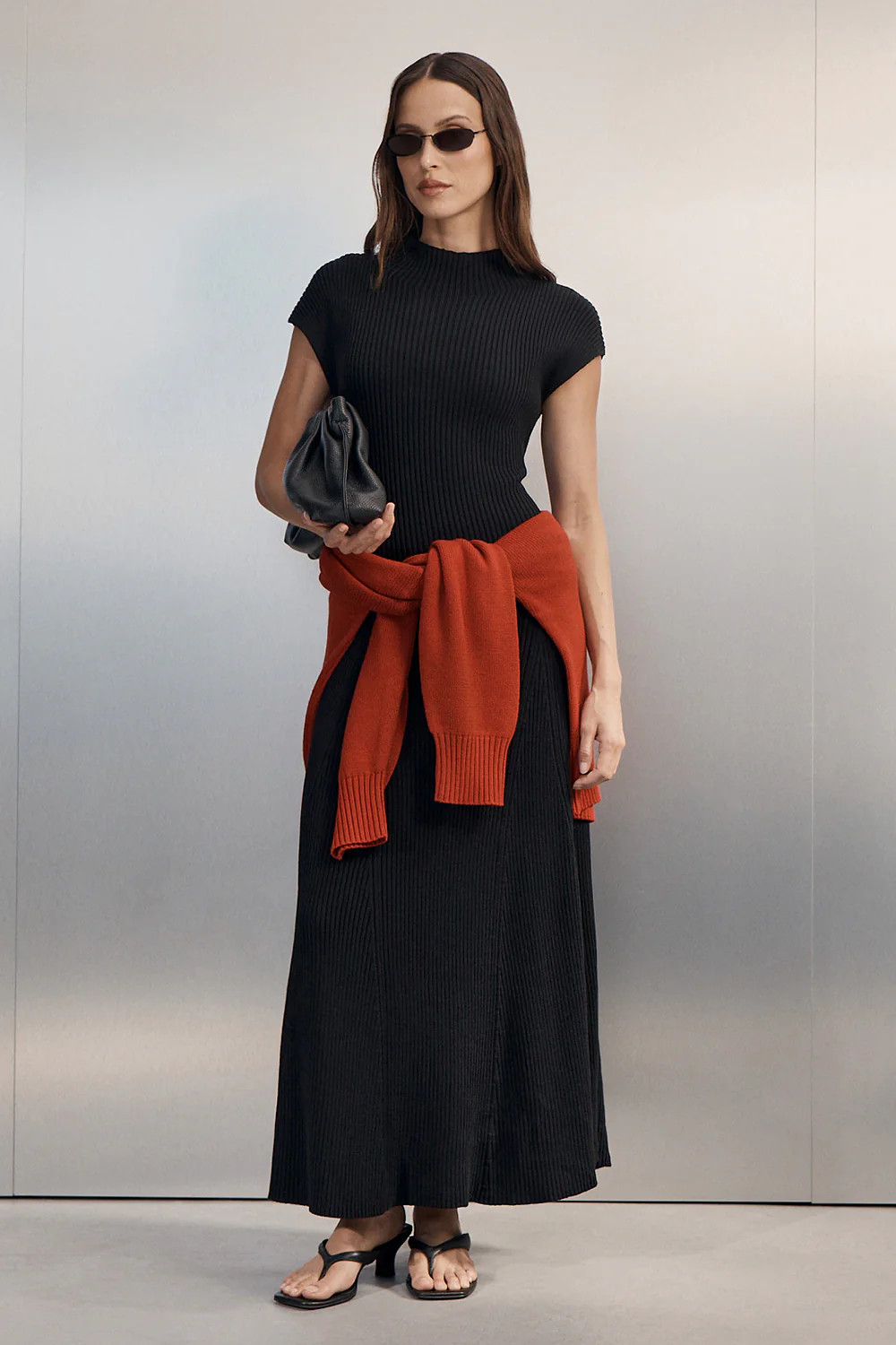 DELLA BLACK KNIT MIDI DRESS | DISSH