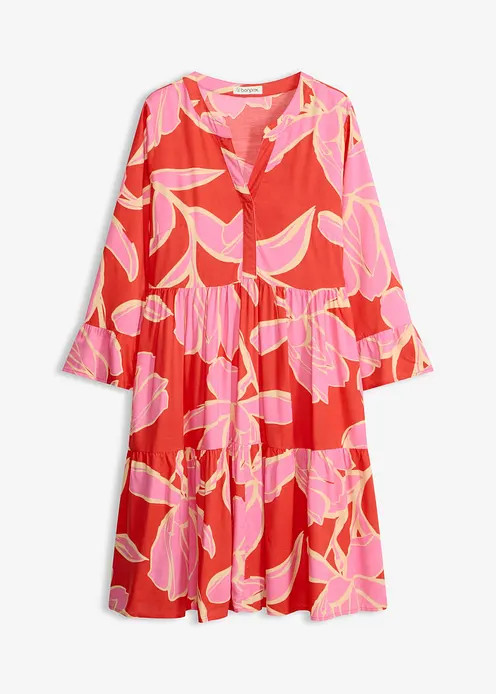Sommerliches Stufenkleid mit trendigem Muster - rot | bonprix | Bonprix DE