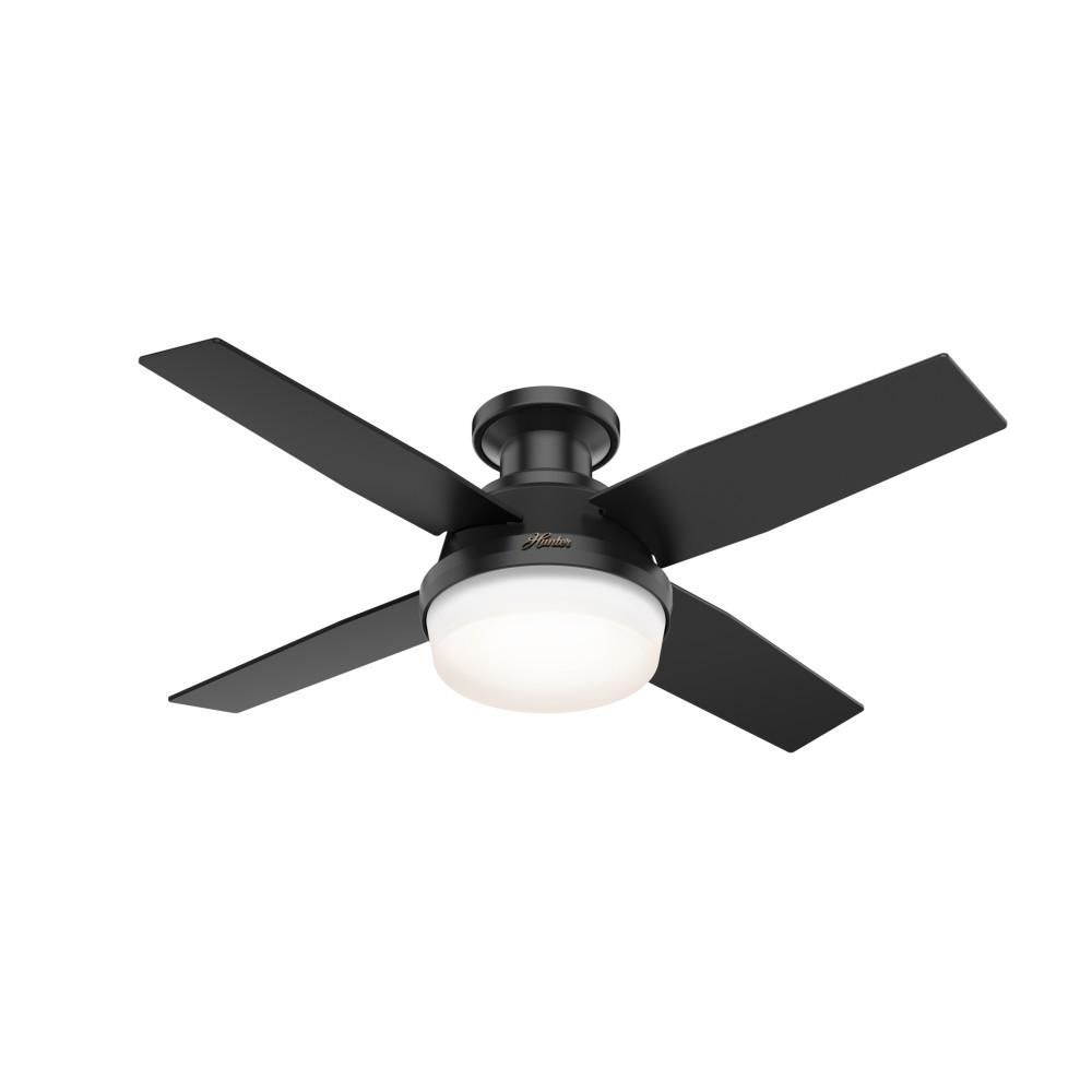 Hunter Dempsey 44 in. Indoor/Outdoor Matte Black LED Low Profile Ceiling Fan with Light Kit and Remo | The Home Depot
